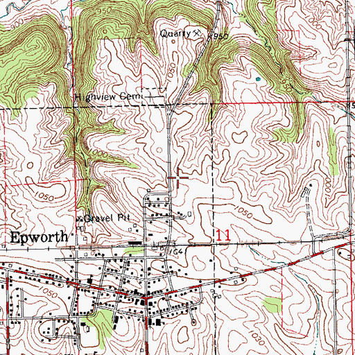 Topographic Map of Centennial Park, IA
