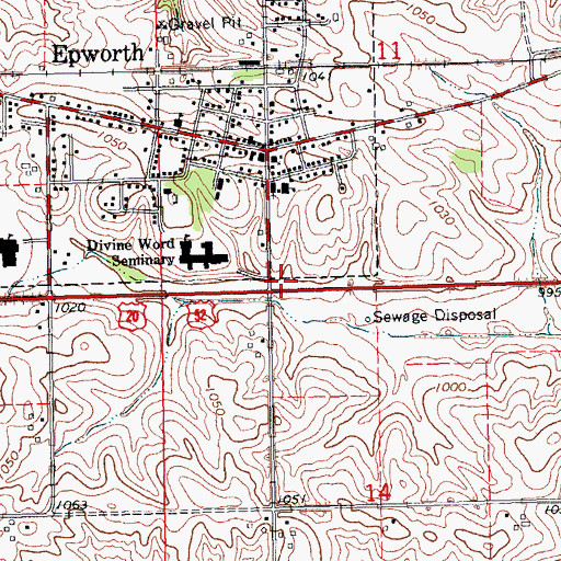 Topographic Map of Matthew Jacoby Memorial Library, IA