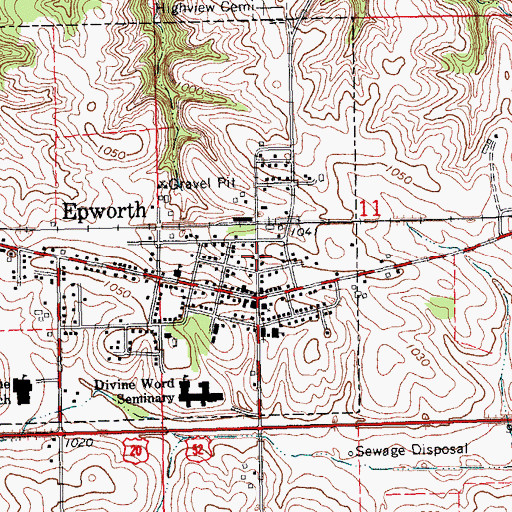 Topographic Map of Epworth Post Office, IA