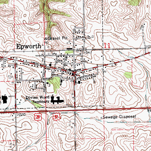 Topographic Map of Epworth United Methodist Chuch, IA
