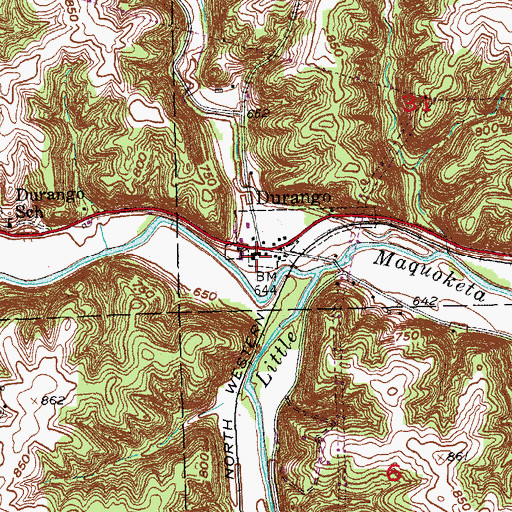 Topographic Map of Durango Post Office (historical), IA