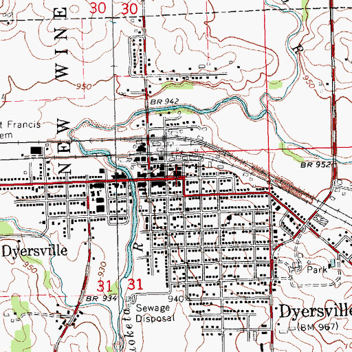 Topographic Map of M M Hoffman Public Library, IA