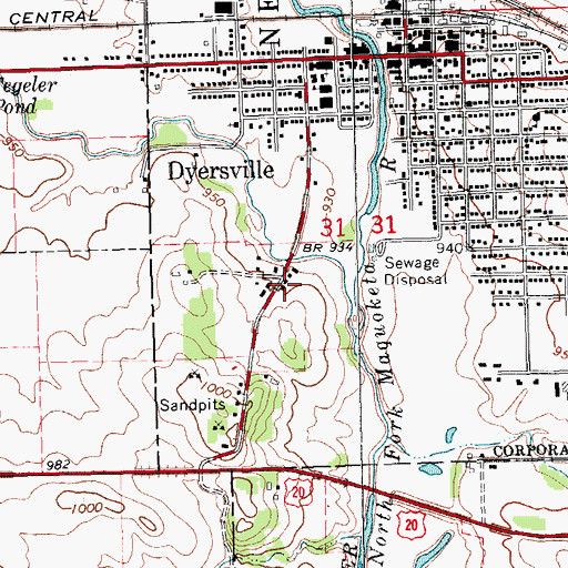 Topographic Map of Dyersville Family Practice Center, IA