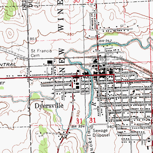 Topographic Map of Saint Francis Xavier Roman Catholic Basilica, IA
