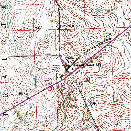 Topographic Map of Sacred Heart Church, IA