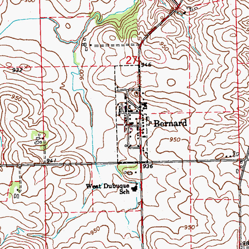 Topographic Map of Bernard Post Office, IA