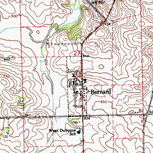 Topographic Map of Bernard Fire Department, IA