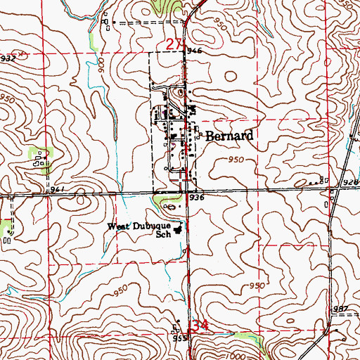 Topographic Map of Bernard (historical), IA