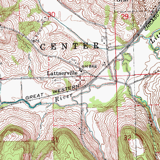 Topographic Map of Channingville Post Office (historical), IA