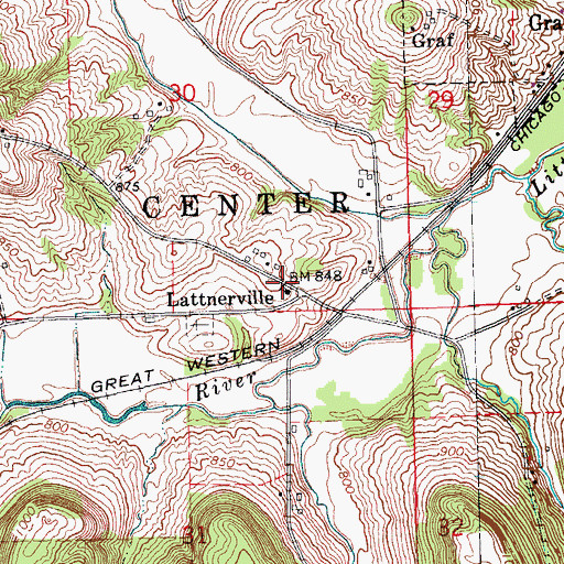 Topographic Map of Lattner Post Office (historical), IA