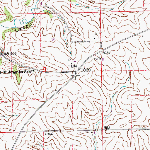 Topographic Map of Bennettville Post Office (historical), IA