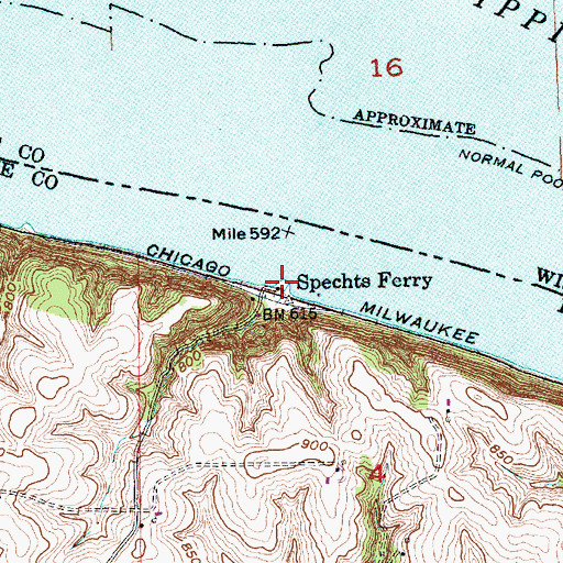 Topographic Map of Spechts Ferry Post Office (historical), IA