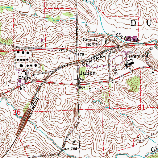 Topographic Map of Julian, IA