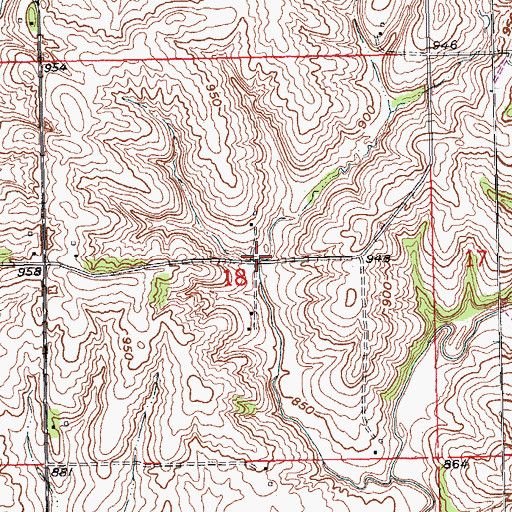 Topographic Map of O'Neill Post Office (historical), IA