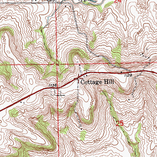Topographic Map of Cottage Hill Post Office (historical), IA