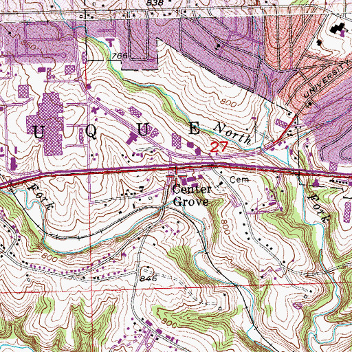 Topographic Map of Center Grove Post Office (historical), IA