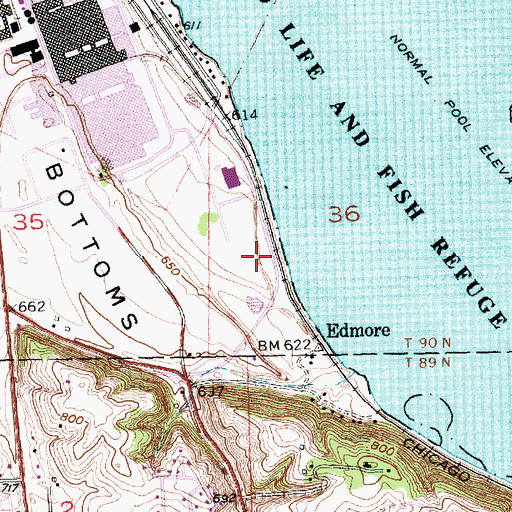 Topographic Map of River Side Post Office (historical), IA