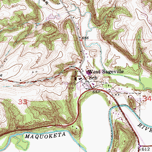 Topographic Map of Sageville Post Office (historical), IA