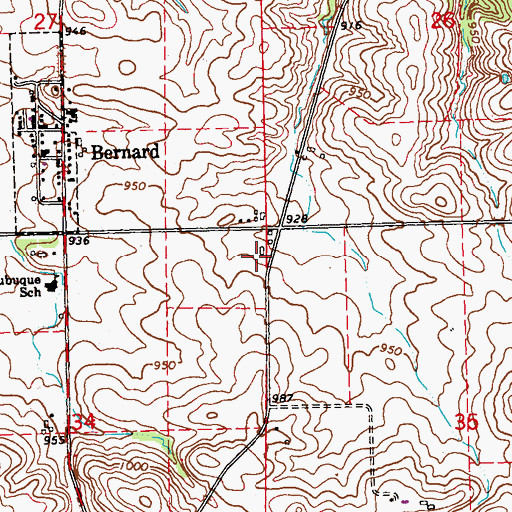 Topographic Map of Prairie Creek Post Office (historical), IA