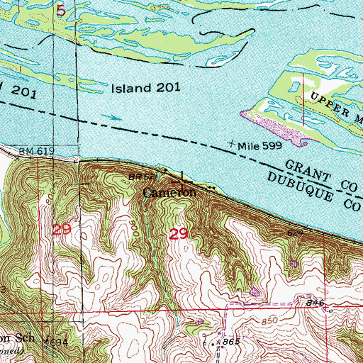Topographic Map of Cameron (historical), IA