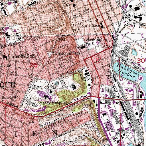 Topographic Map of Third Street Cemetery, IA