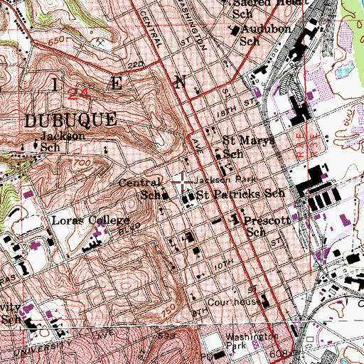 Topographic Map of Jackson Park Cemetery, IA