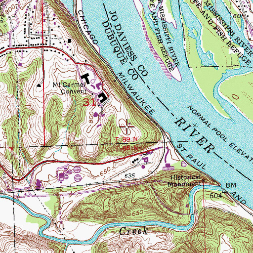 Topographic Map of Mount Carmel Cemetery, IA