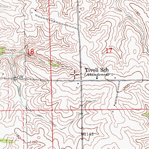 Topographic Map of Tivoli Cemetery, IA