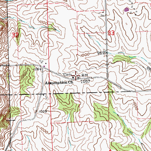 Topographic Map of Assumption Cemetery, IA