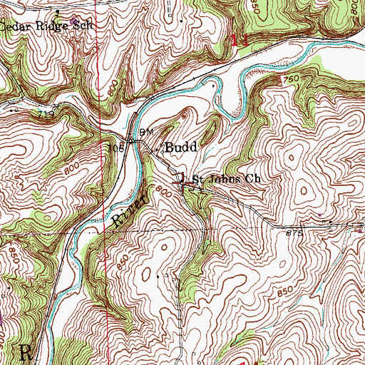 Topographic Map of Saint Johns Lutheran Cemetery, IA