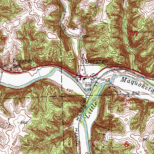 Topographic Map of Durango Cemetery, IA