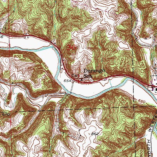 Topographic Map of Durango Congregational Cemetery, IA