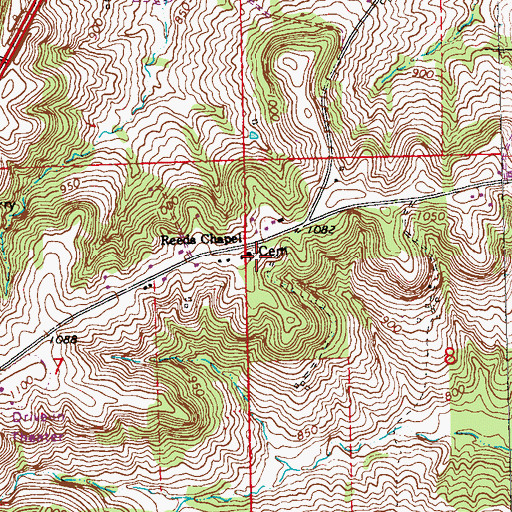 Topographic Map of Reeds Chapel Methodist Cemetery, IA