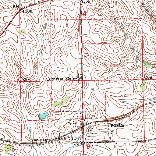 Topographic Map of Peosta Protestant Cemetery, IA