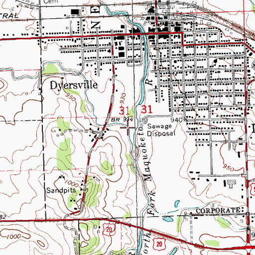 Topographic Map of Vanduesen Cemetery (historical), IA