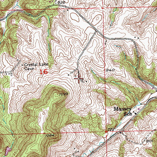 Topographic Map of Preston Cemetery, IA