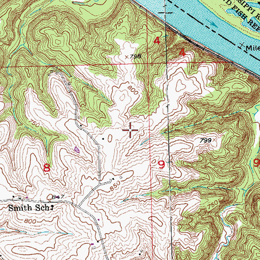 Topographic Map of Mines of Spain Cemetery, IA
