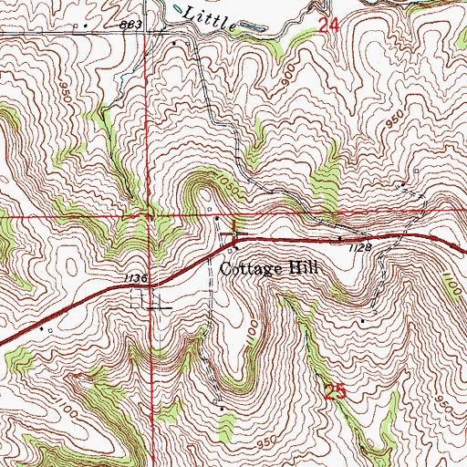 Topographic Map of Cottage Hill Protestant Cemetery, IA