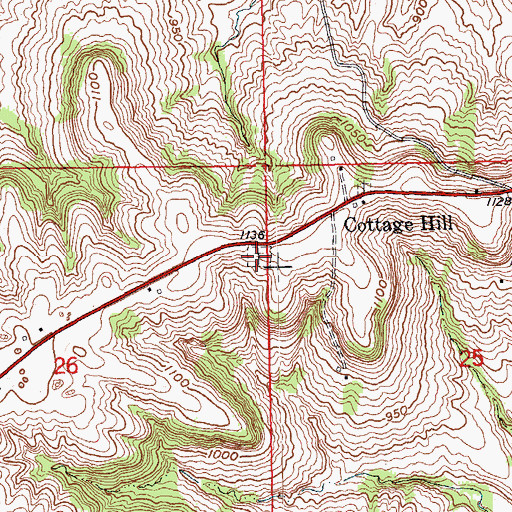 Topographic Map of Cottage Hill Christian Cemetery, IA