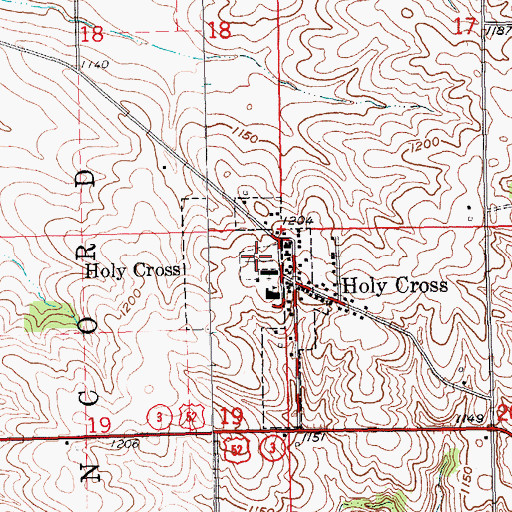 Topographic Map of Holy Cross Catholic Cemetery, IA