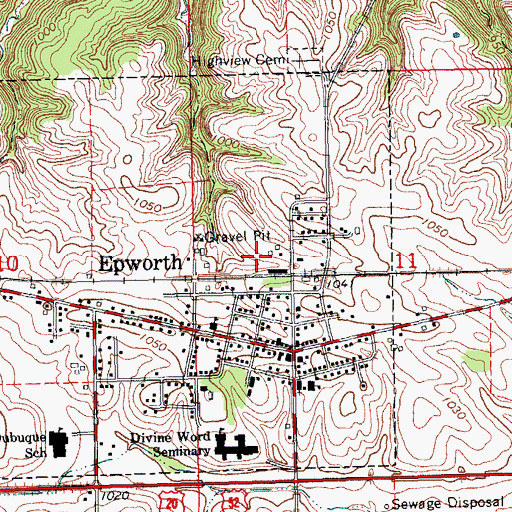 Topographic Map of Saint Patricks Cemetery, IA