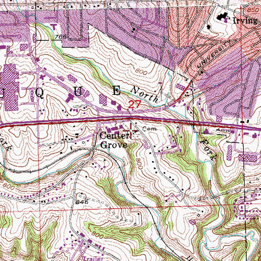 Topographic Map of Center Grove Cemetery, IA