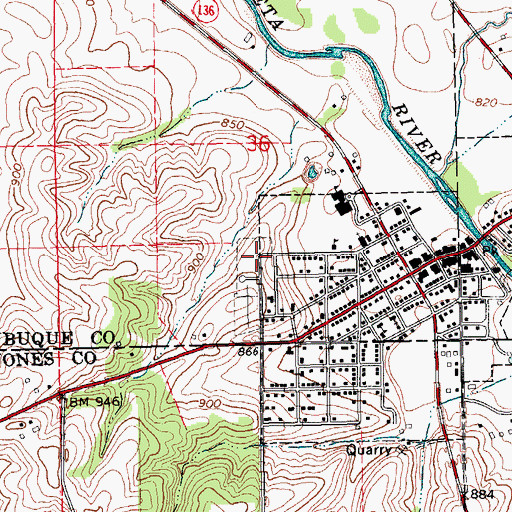 Topographic Map of Saint Marys Catholic Cemetery, IA