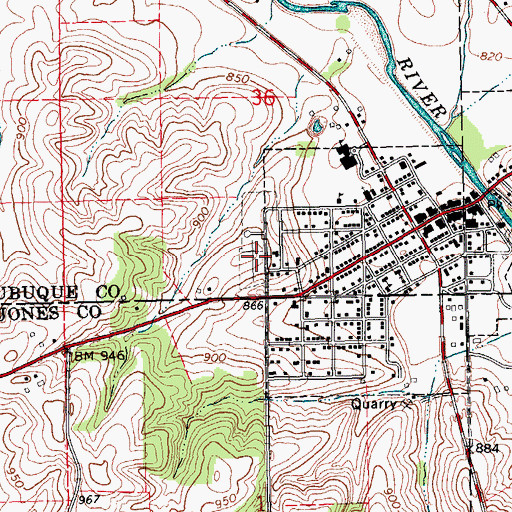 Topographic Map of Cascade Protestant Cemetery, IA