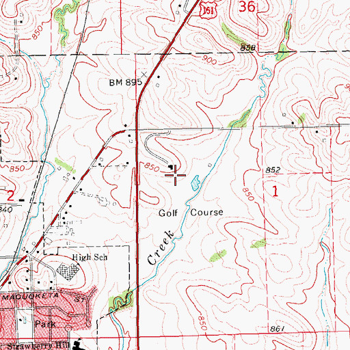 Topographic Map of Fawn Creek Country Club, IA