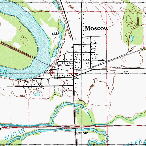 Topographic Map of Moscow, IA