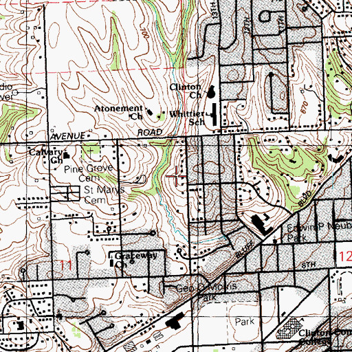 Topographic Map of Bickelhaupt Arboretum, IA