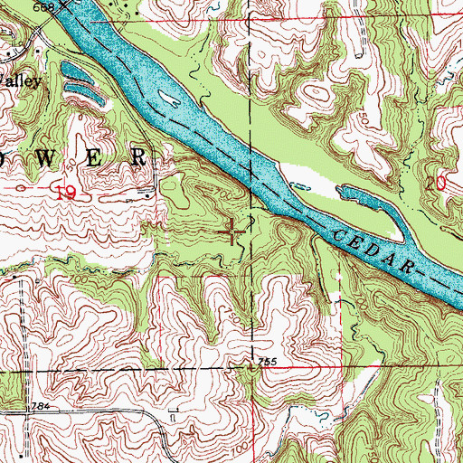Topographic Map of Cedar Valley Park, IA
