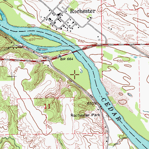 Topographic Map of Rochester Park, IA