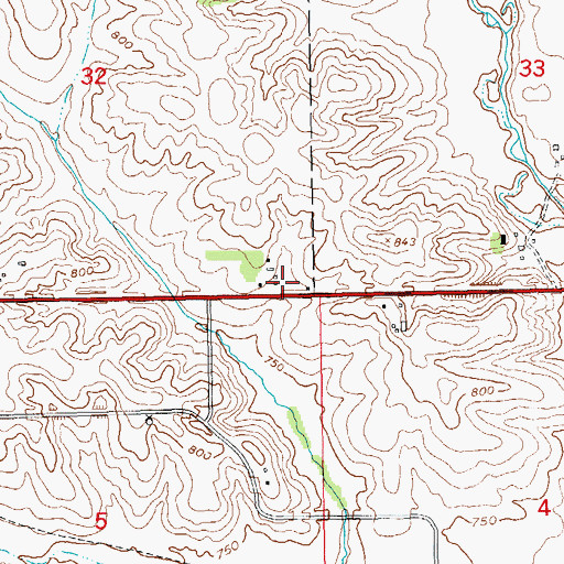 Topographic Map of Woodbridge Post Office (historical), IA